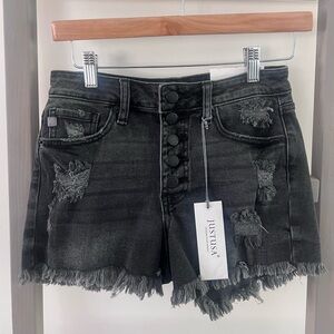 Ventura short - High rise fringe denim